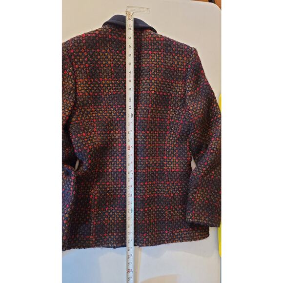LUCA LUCA Size 44 EUR 100% WOOL Navy Blue Italian Tweed Ladies Blazer Size 8 US - Picture 8 of 11
